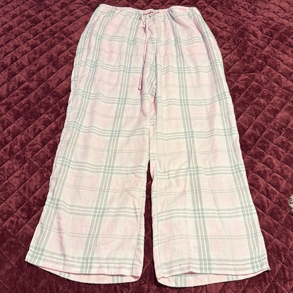 Forever 21 Pink and Gray Plaid Wide Leg Pants